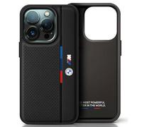 CG Mobile BMW BMHCP16X23PUPVK Coque Rigide pour iPhone 16 Pro Max 6,9" Noir M Perforé Tricolore Détail Line