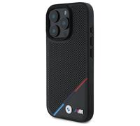 Étui BMW pour iPhone 16 Pro Max 6.9 noir étui rigide M Perforated Tricolor Line MagSafe
