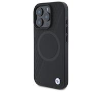 Étui BMW pour iPhone 16 Pro Max 6.9 noir étui rigide Sign Leather Half Textured And Circle MagSafe