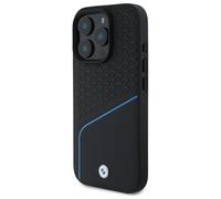 CG Mobile BMW HC Sign - Coque de téléphone conçue pour iPhone 16 Pro Max, Durable, résistante aux Chocs, Compatible avec MagSafe, étui en Cuir texturé et Ligne, Noir