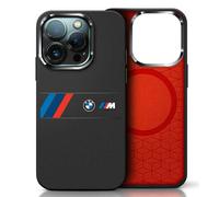 Étui BMW pour iPhone 16 Pro Max 6.9 noir étui rigide Silicone Middle Stripe MagSafe