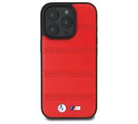 Étui BMW pour iPhone 16 Pro Max 6.9 rouge étui rigide M Perforated And Stitched Line MagSafe