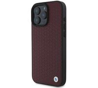 Étui BMW pour iPhone 16 Pro Max 6.9 rouge étui rigide Sign Leather Diamond Metal Logo MagSafe