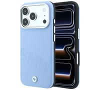 Étui BMW Sign Inclined Deboss Letters MagSafe pour iPhone 18 Pro / 17 Pro, bleu