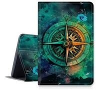 Étui boussole vintage pour iPad 10e génération 10,9" version 2022 (numéro de modèle : A2696 A2757 A2777), étui pliable en cuir synthétique résistant aux chocs avec mise en veille/réveil automatique