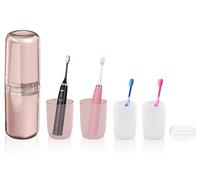 Étui Brosse à Dent Voyage 4-in-1 Boite Brosse a Dent Rouge Portable Tasse de Brosse à Dents Respectueux de L'humidité Rangement de Boîte de Brosse à Dents pour Camping Voyages d'affaires Maison Ecole