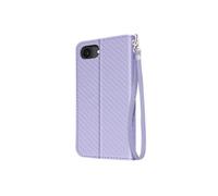 Etui Carbone pour iPhone 16e Portefeuille Support Dragonne Lavande