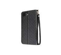 Avizar Étui Carbone pour iPhone 16e Portefeuille Support Dragonne Noir