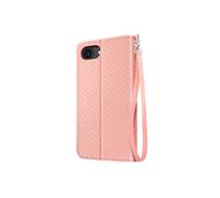Etui Carbone pour iPhone 16e Portefeuille Support Dragonne Rose clair
