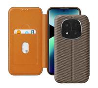 Étui Carbone pour Redmi Note 14 Pro et 14 Pro Plus Porte-Carte Marron