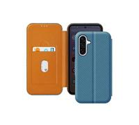 Avizar Étui Carbone pour Samsung Galaxy A36 Porte-Carte Anti-RFID Bleu