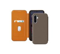 Étui Carbone pour Samsung Galaxy A56 Porte-Carte Anti-RFID Marron