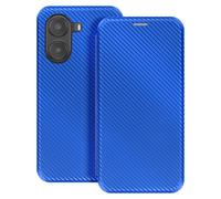 Etui Carbone pour Xiaomi Poco X7 Pro Porte-Carte Support Vidéo Bleu