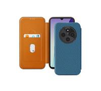 Étui Carbone pour Xiaomi Redmi 14C Porte-Carte Anti-RFID Bleu