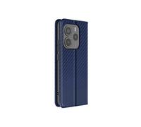 Avizar Étui Carbone pour Xiaomi Redmi Note 14 5G Portefeuille support vidéo Bleu nuit