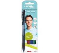 Pentel Roller EnerGel-X BL107 encre gel liquide étui 4 pièces couleurs de base