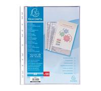 Etui carton de 100 pochettes Exacompta perforées polypropylène lisse 6/100e - A4