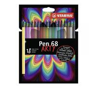 STABILO Feutre dessin Pen 68 - Etui carton ARTY x 18 feutres de coloriage pointe moyenne - gamme ARTY