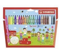 Etui Carton De 24 Feutres De Coloriage Stabilo Trio A-Z - Pointe Fine - Coloris Assortis