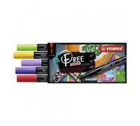 Etui Carton De 5 Marqueurs Stabilo Free Acrylic T300 - Pointe Moyenne - Set Vibrant