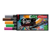 STABILO Marqueurs acryliques FREE – Lot de 5 – opaques, pointe moyenne, multicolore