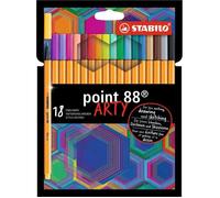 STABILO Stylo feutre pointe fine point 88 - Etui carton x 18 feutres fins - gamme ARTY