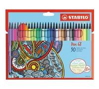 STABILO Feutre de coloriage Pen 68 – pointe moyenne – Étui carton x 30 feutres coloris assortis