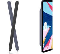 Étui Case Cover pour Apple Pencil 2nd Génération & Apple Pencil Pro (2024) Silicone Ultra Fine Apple Pencil Case Compatible avec Charge Magnétique et Double Tap (Noir & Bleu Nuit)
