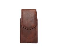 Etui Ceinture pour Smartphone 6.1" Simili-cuir Fermeture Magnétique Porte-carte Marron