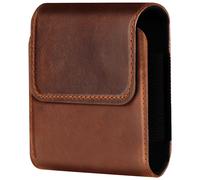 Étui Ceinture Universel pour Téléphone Pliable Cuir Fermeture Aimantée Marron