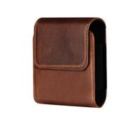 Étui Ceinture Universel pour Téléphone Pliable Cuir Fermeture Aimantée Marron