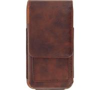 Étui ceinture vertical universel en cuir véritable pour smartphones taille L - Marron