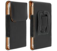 Étui ceinture vertical universel en cuir véritable pour smartphones taille L - Noir