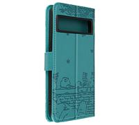 Etui Chat pour Google Pixel 8 Pro Portefeuille série Kawaii Cat Cover Turquoise