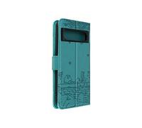 Etui Chat pour Google Pixel 8 série Kawaii Cat Cover Turquoise