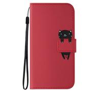 Etui Chat pour Samsung S23 Portefeuille Support Vidéo Dragonne Rouge