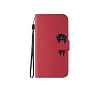 Etui Chat pour Samsung S24 Portefeuille Support Vidéo Dragonne Rouge
