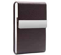 Étui Cigarette en Métal Boite a Cigarettes Porte Cigarette en PU Cuir Etui Paquet Cigarette Paquet de Cigarettes Slim pour Hommes Femmes Marron