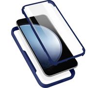 Étui circulaire Samsung A13 4G, dos transparent + pare-chocs en silicone - bleu foncé