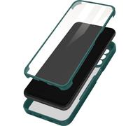 Étui circulaire Samsung A13 4G, dos transparent + pare-chocs en silicone - vert foncé
