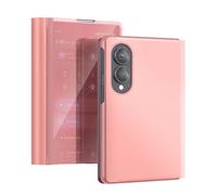 Étui Clapet Miroir pour Galaxy Z Fold8 Effet Cuir avec Support Mains-Libres Rose gold