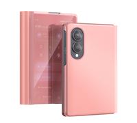 Étui Clapet Miroir pour Galaxy Z Fold8 Effet Cuir avec Support Mains-Libres Rose gold