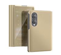 Étui Clapet Miroir pour Galaxy Z Fold8 Effet Cuir, Support Mains-Libres, Dorée