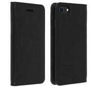 Etui Clapet Portefeuille iPhone SE 2022 / 2020 et 8 / 7 - Cuir véritable Noir