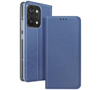 Étui Clapet pour Oppo Reno14 Pro Effet Strié avec Porte-carte et Fonction Stand Bleu