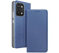 Étui Clapet pour Oppo Reno14 Pro Effet Strié avec Porte-carte et Fonction Stand Bleu