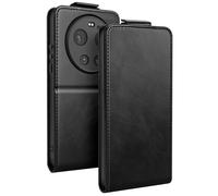 Étui Clapet Vertical pour Xiaomi 17 Ultra avec Porte-carte et Support Vidéo Noir