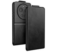 Étui Clapet Vertical pour Xiaomi 17 Ultra avec Porte-carte et Support Vidéo Noir