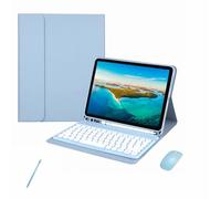 Étui Clavier avec Souris et Stylet pour iPad Pro 11 Pouces 2022 2021 2020 et 2018, Clavier Bluetooth Amovible, Housse de Protection avec Porte-Crayon(Blue)