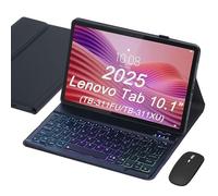 Étui Clavier avec Souris pour Lenovo Tab 10.1" 2025 | Clavier Rétroéclairé 7 Couleurs Amovible, Coque TPU Souple (TB-311FU/TB-311XU)